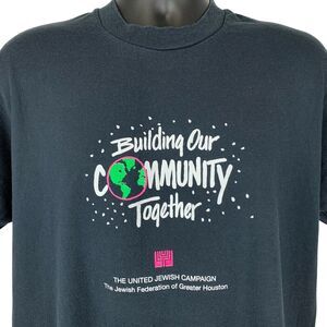 Vintage United Jewish Campaign T Shirt Federation Houston Texas Black L Large
